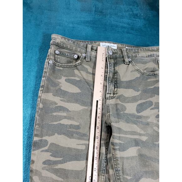 Lucky Brand Jeans Sz 4 Womens Green Camouflaged Stretch Pants Bridgette Crop - Picture 8 of 14
